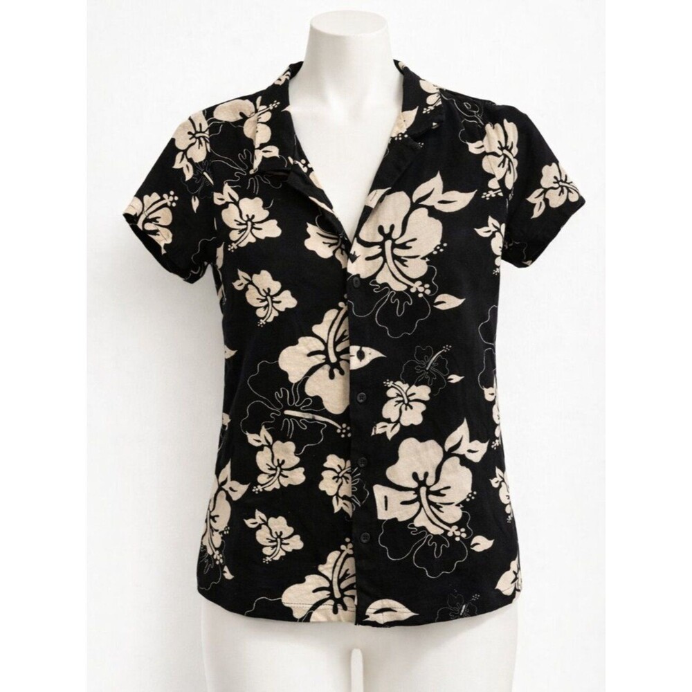 Cactus Boys Button Front Blouse Black/Tan Jr. Size 13/14 EUC